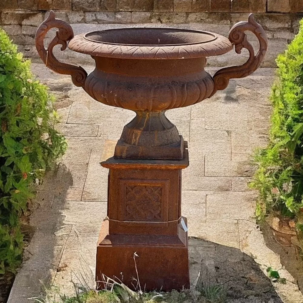 Cast Iron Vase And Pedestal