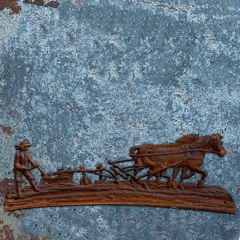 Cast Iron Wall Decoration Horse Plow