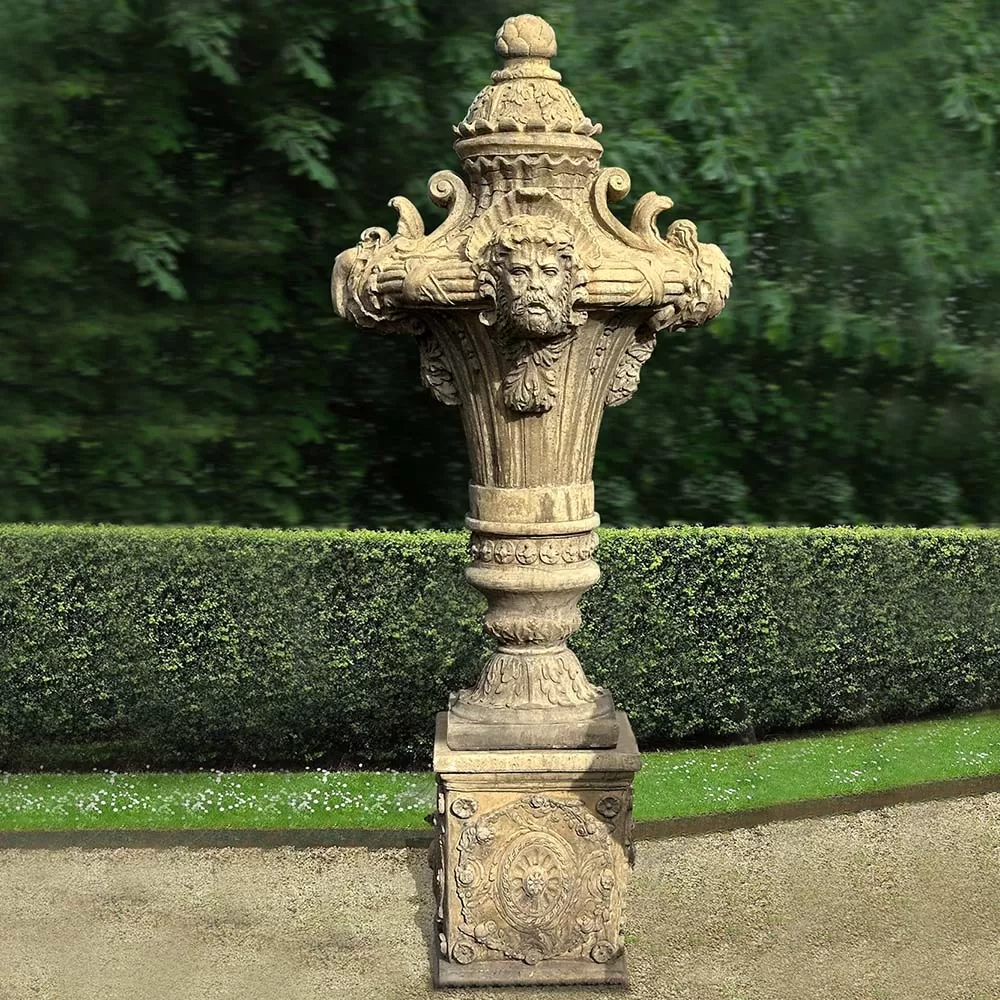 Cast Stone Vase and Pedestal