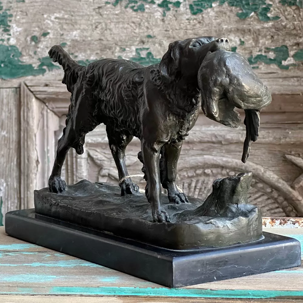 Bronze Dog and Pheasant Statue