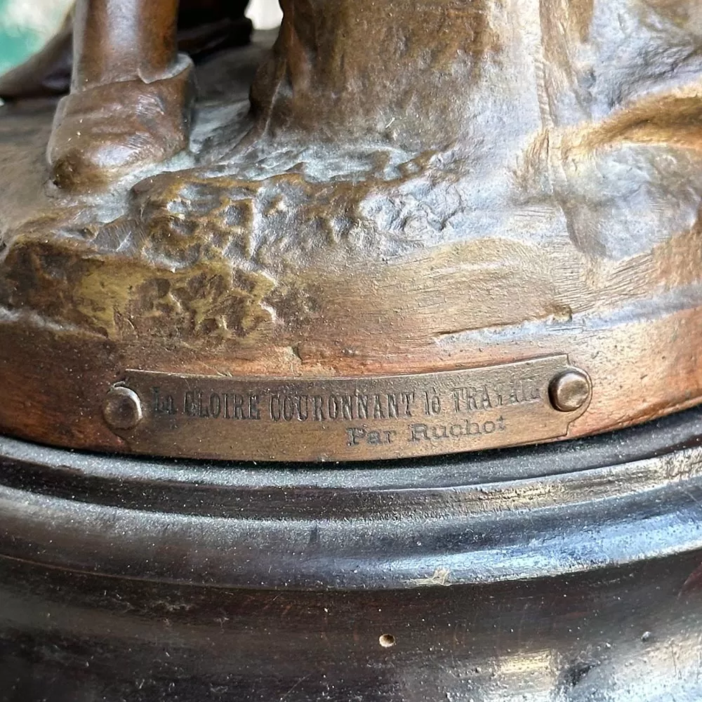 Blacksmith With Lady Spelter Sculpture