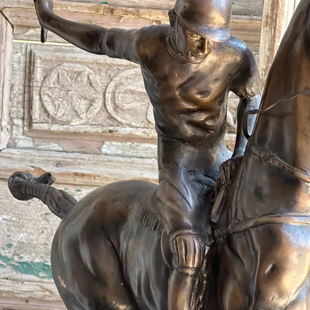 Bronze Jokey On Polo Horse Sculpture