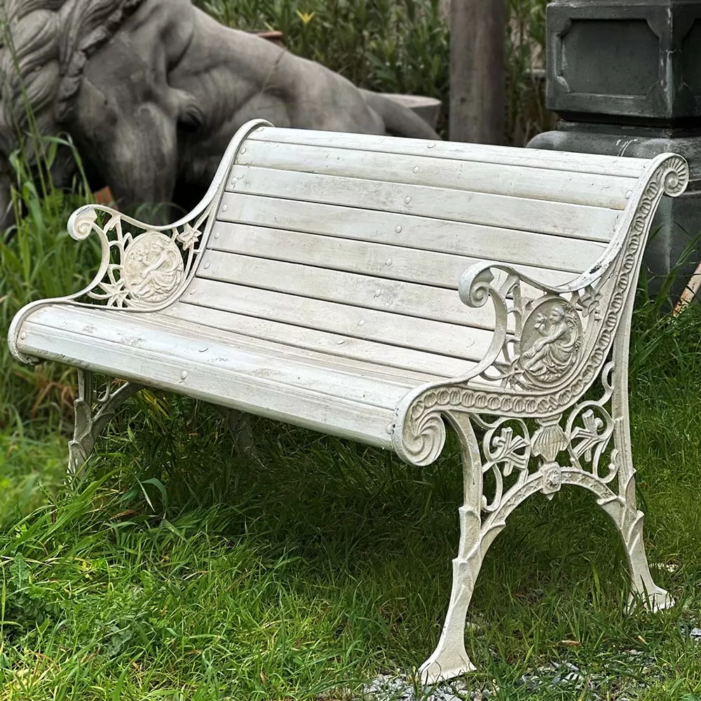 Garden Bench with Cast Iron Legs and Wooden Frame