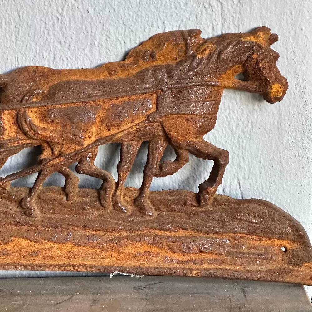 Cast Iron Wall Decoration Horse Plow