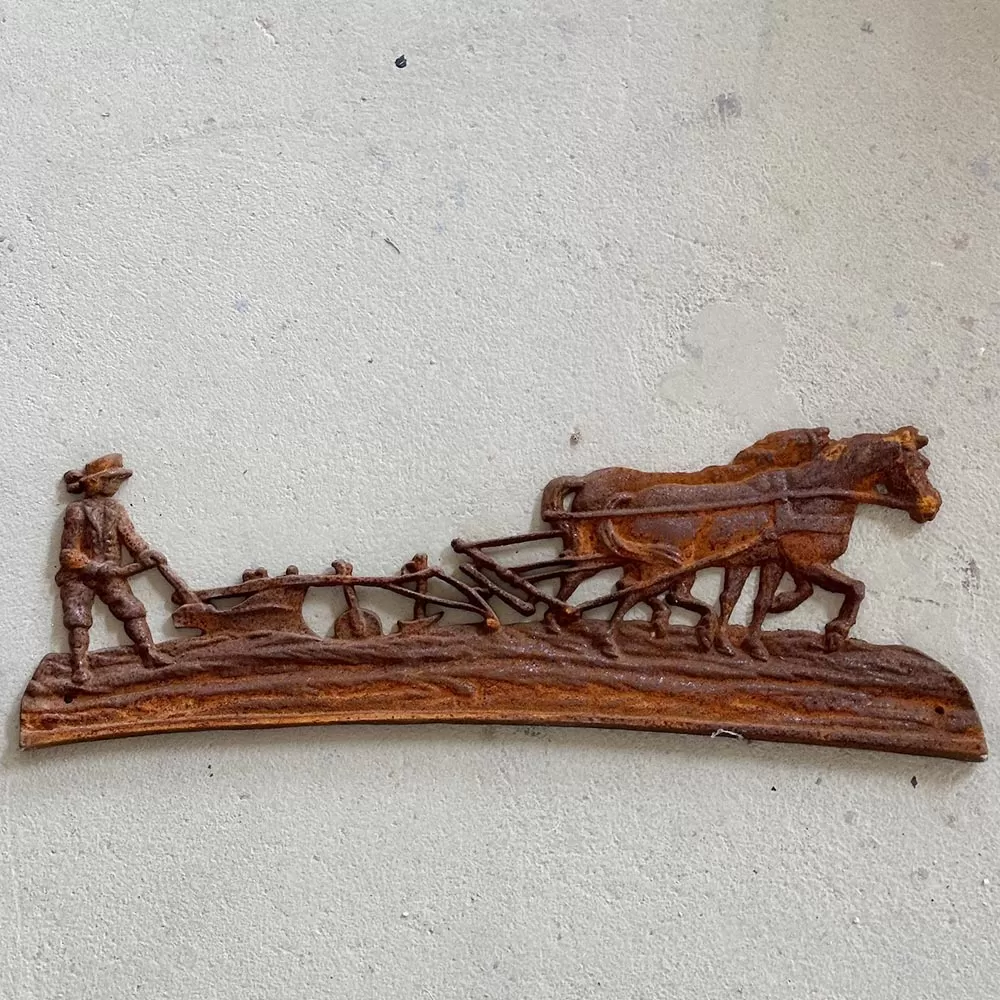 Cast Iron Wall Decoration Horse Plow