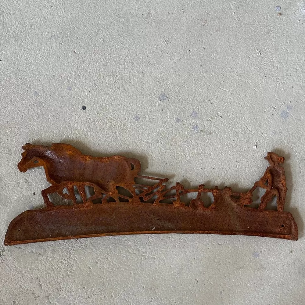 Cast Iron Wall Decoration Horse Plow