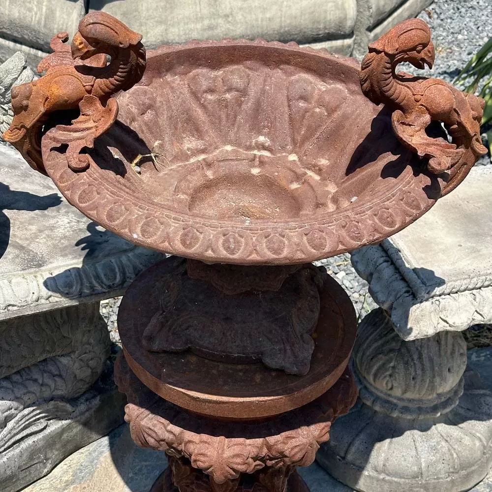 Cast Iron Flower Pot and Pedestal