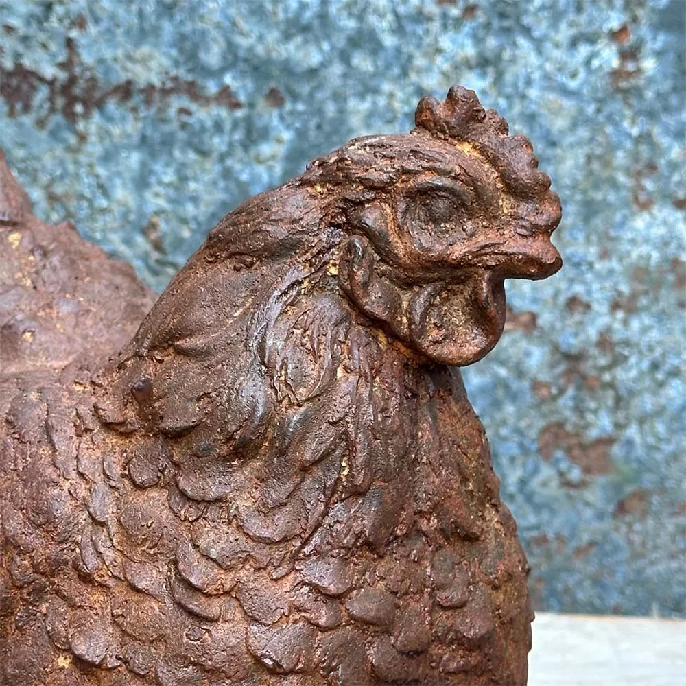 Cast Iron Fluffy Hen Statue