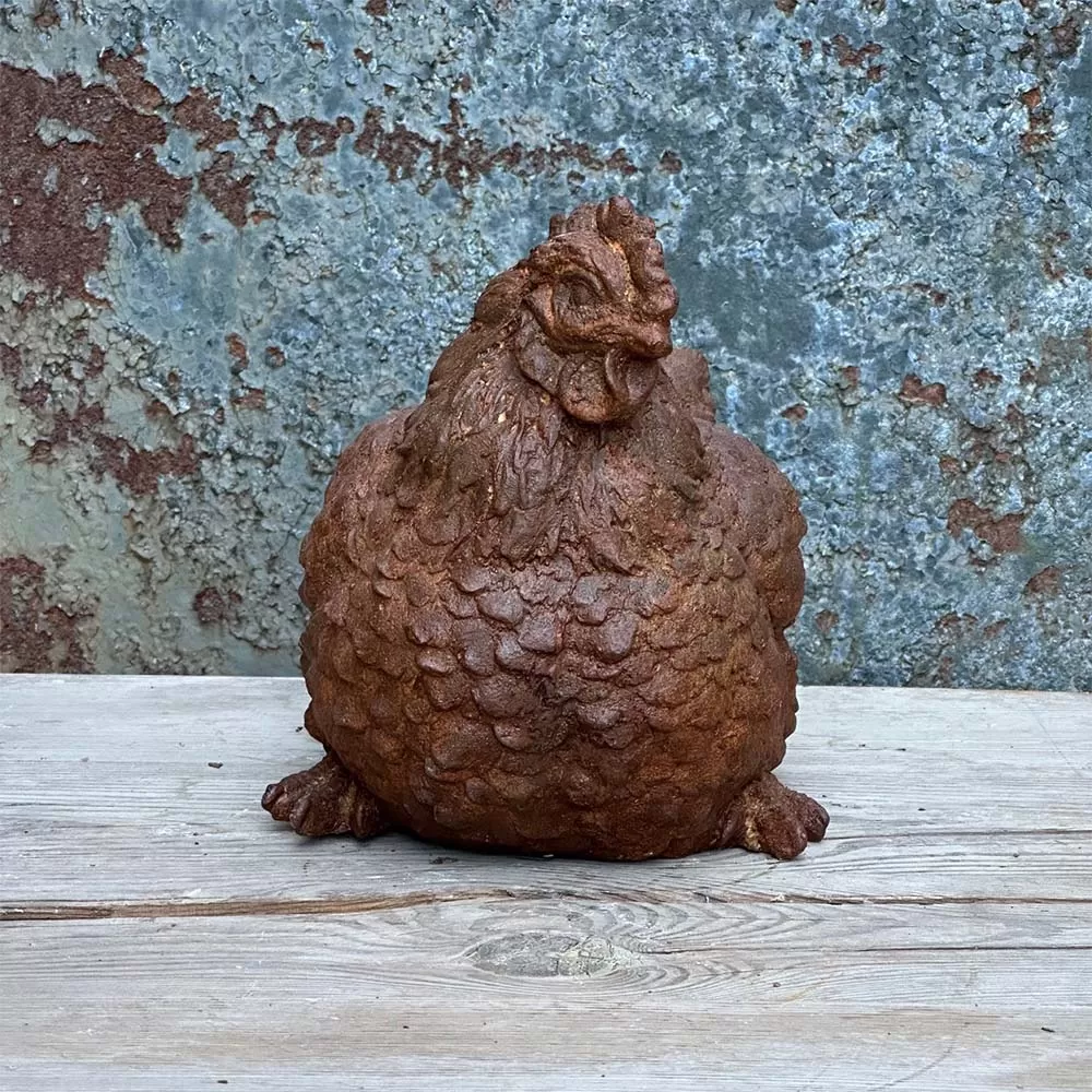 Cast Iron Fluffy Hen Statue