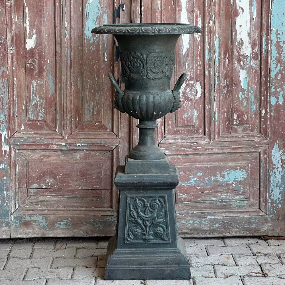 Cast Stone Flower Pot and Base