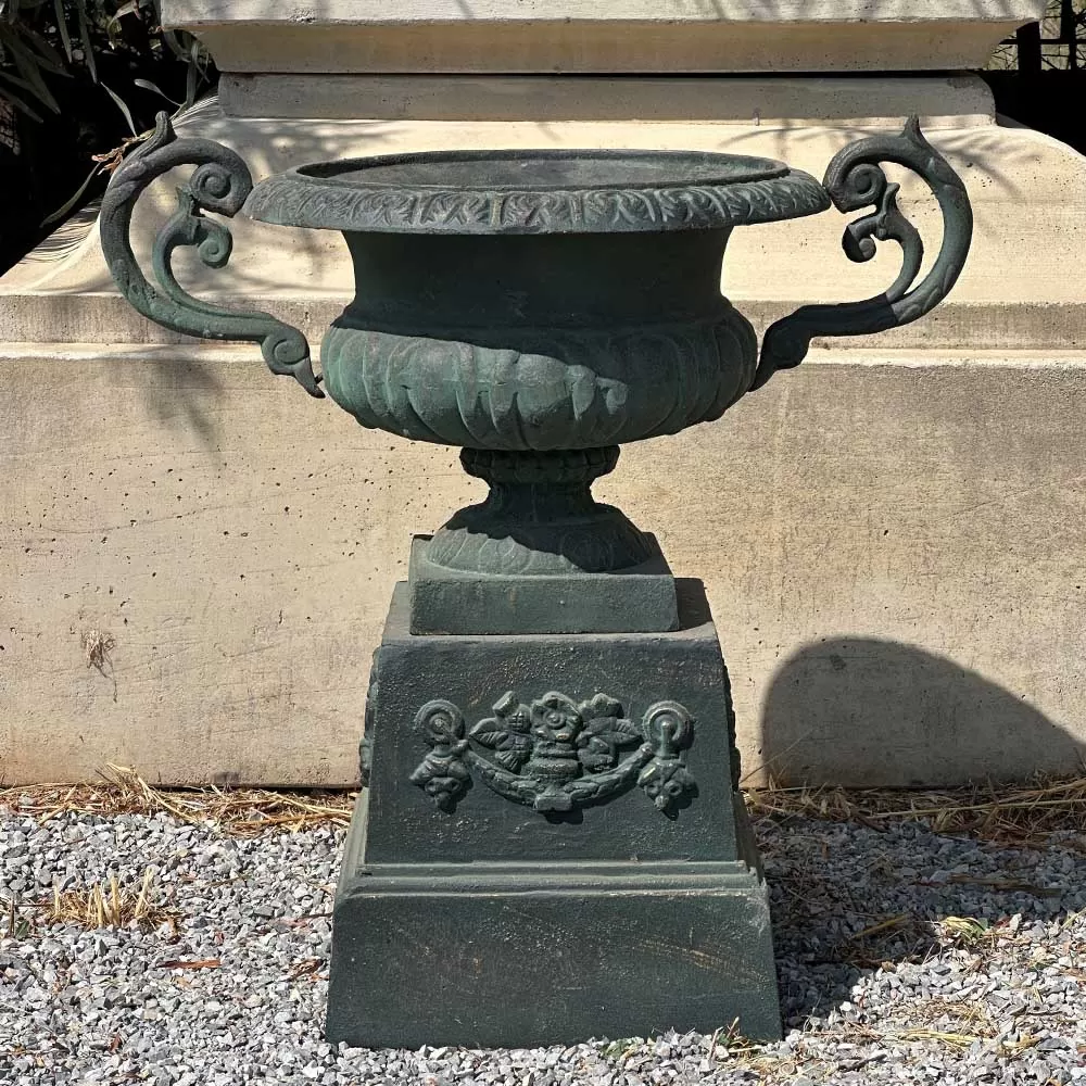 Cast Iron Flowerpot and Base