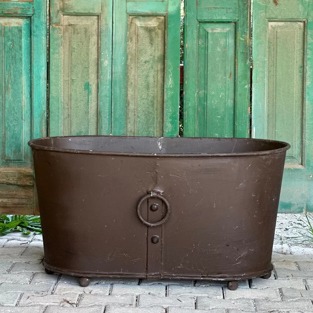 Iron Bath with Ring Handles - Zinc Planter