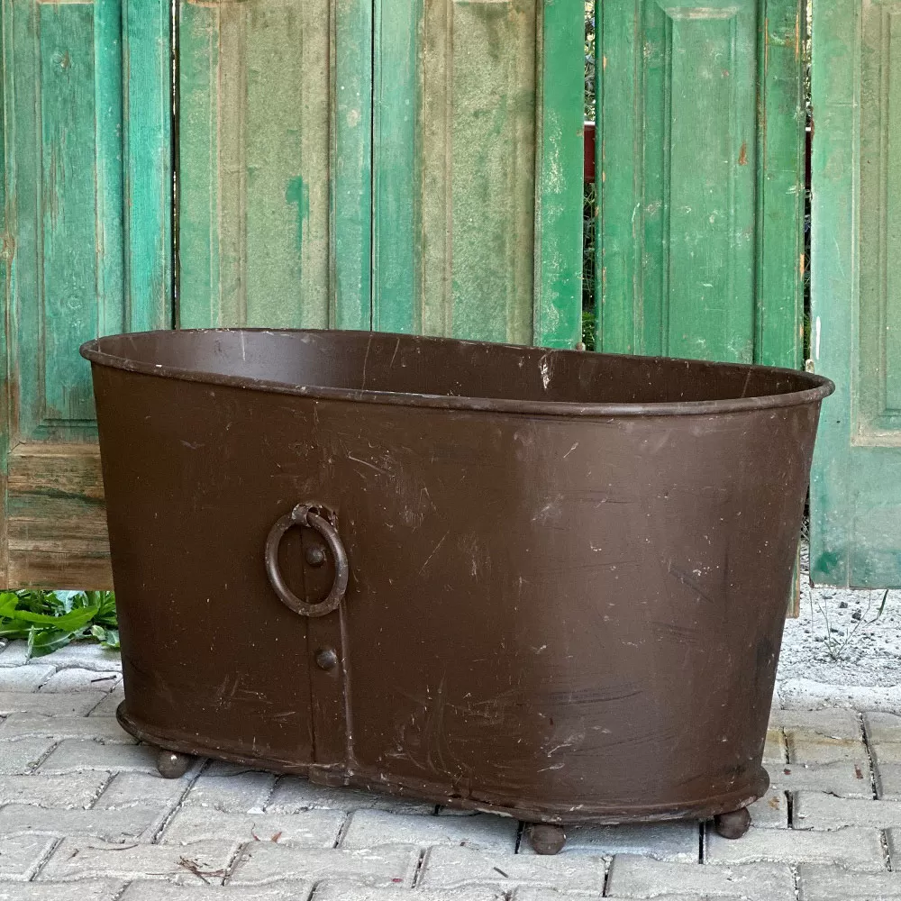 Iron Bath with Ring Handles - Zinc Planter