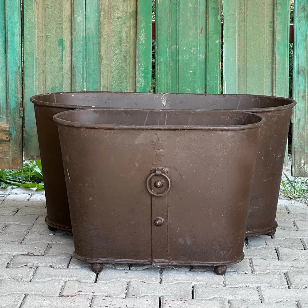Iron Bath with Ring Handles - Zinc Planter