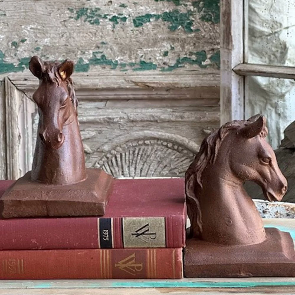 Cast Iron Horse Bookends