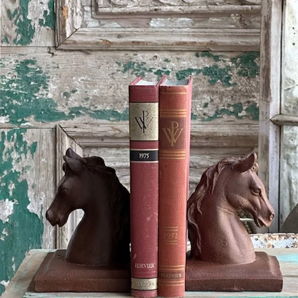 Cast Iron Horse Bookends