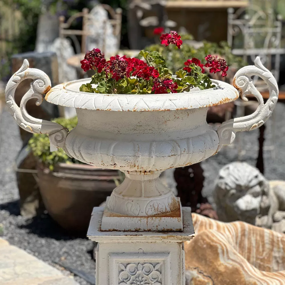 Cast Iron Vase And Pedestal