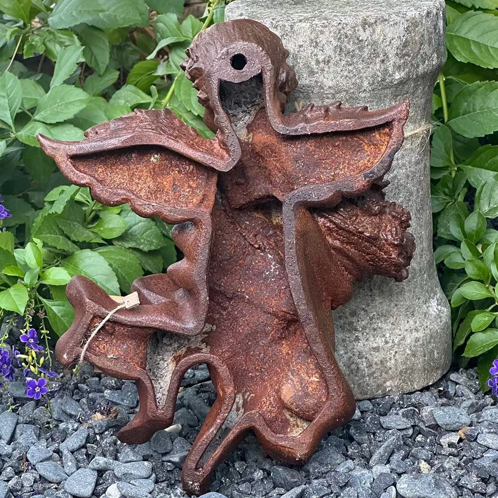 Cast Iron Angel Wall Statue