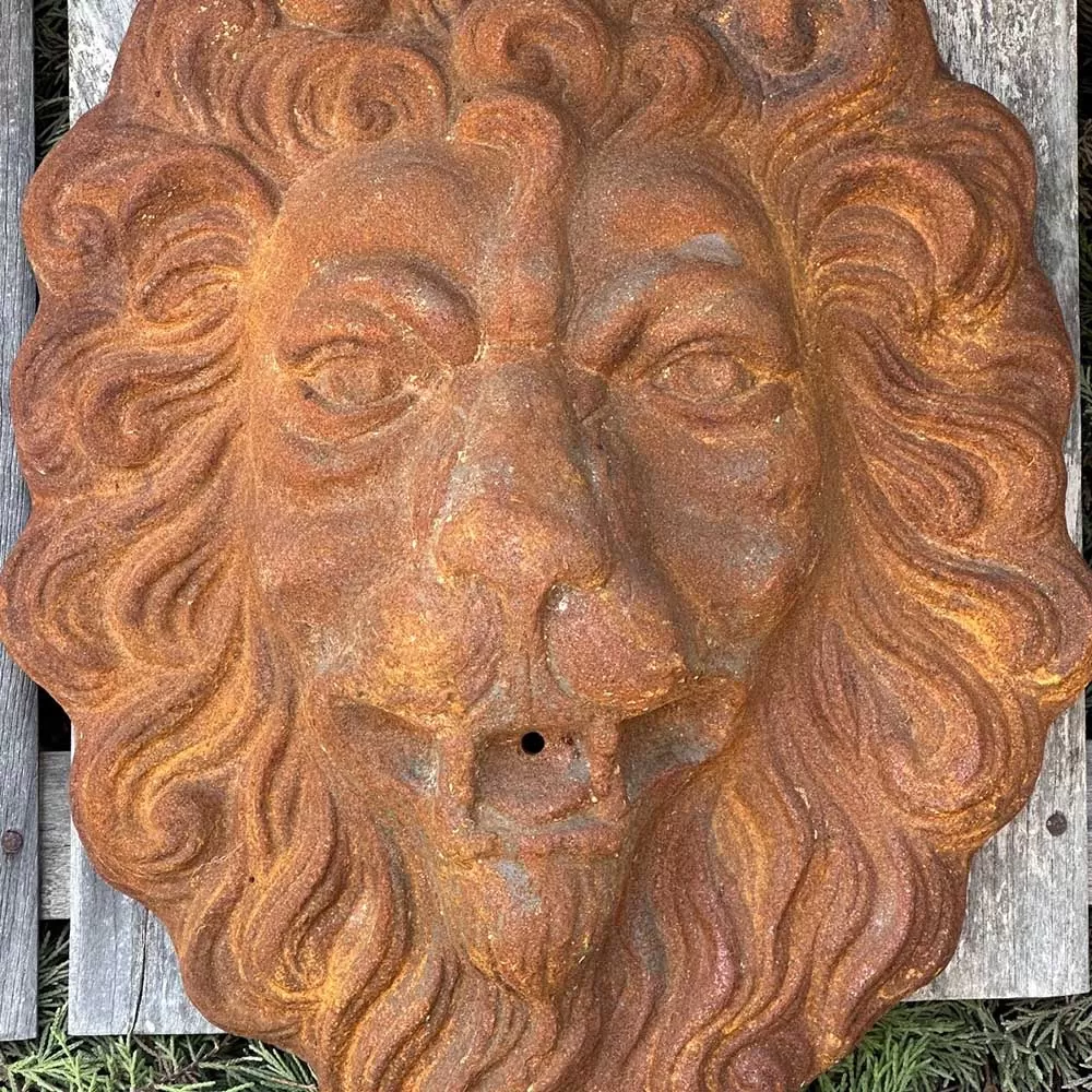 Lion Wall Statue with Cast Iron Fountain