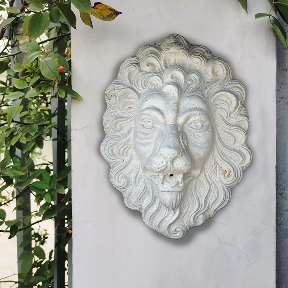 Lion Wall Statue with Cast Iron Fountain