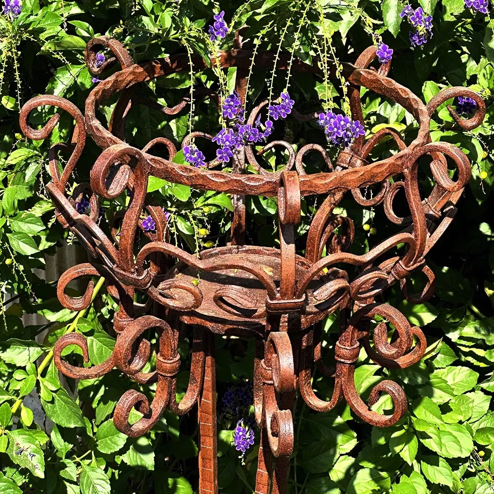 Wrought Iron Footed Flower Pot Or Candle Holder