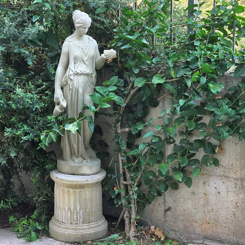 Cast Stone Garden Women Statue and Base