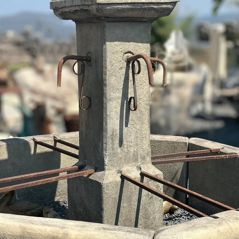 Cast Stone Garden Fountain With Octagonal Pool Carved