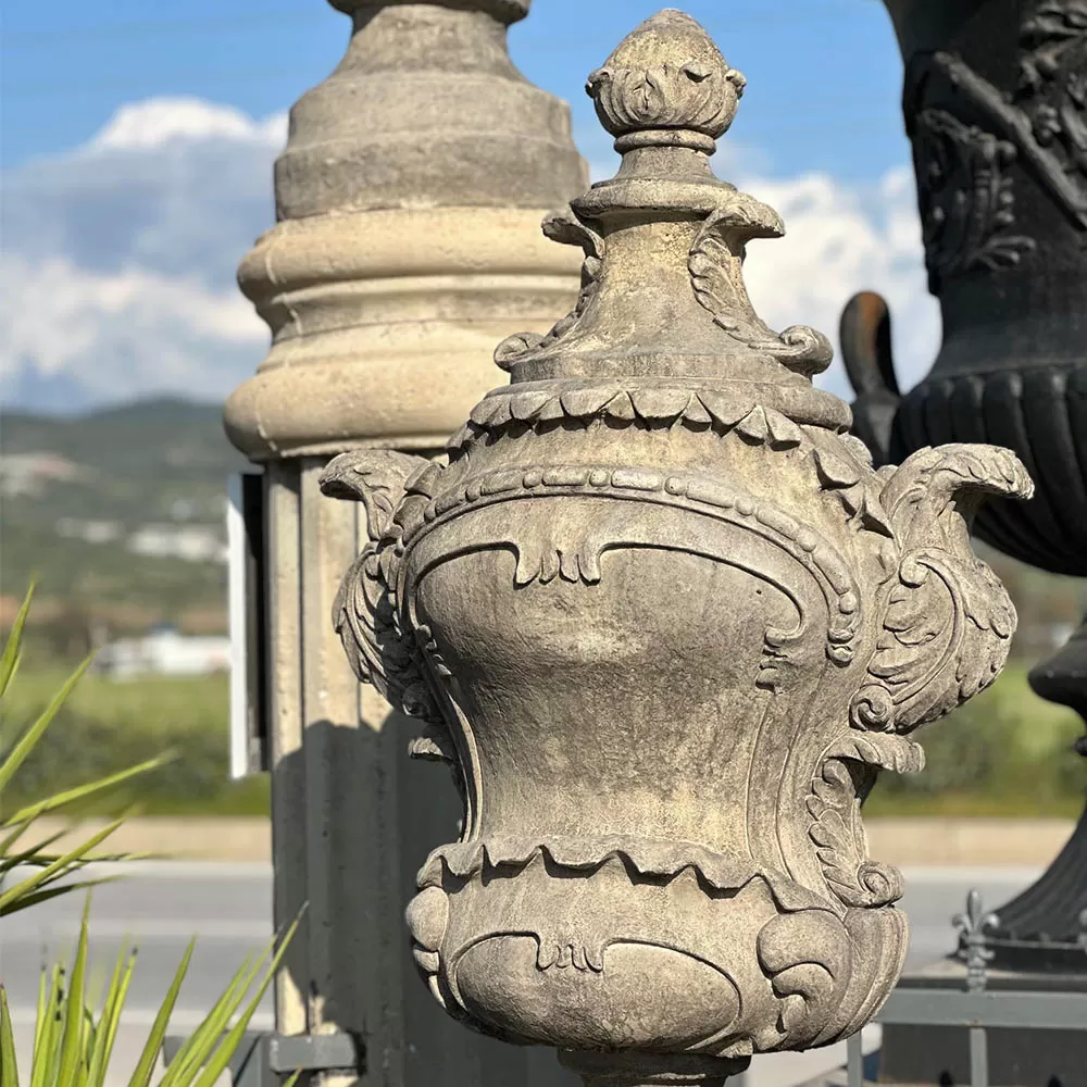 Cast Stone Vase and Base