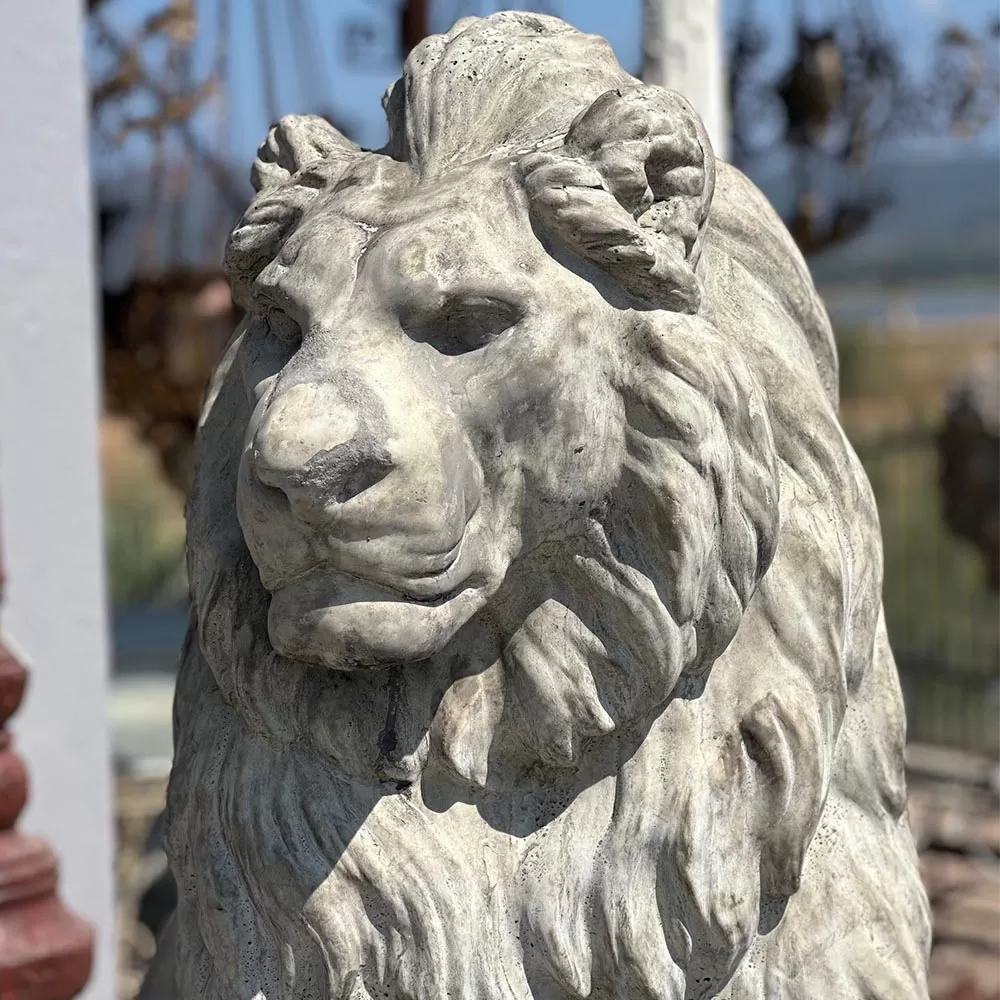 Cast Stone  Couple Lion Statue and Base