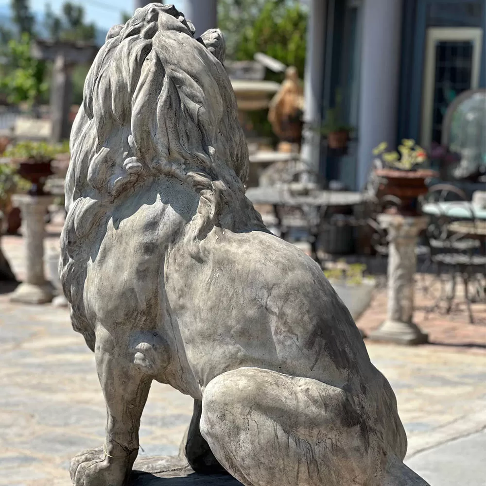 Cast Stone  Couple Lion Statue and Base