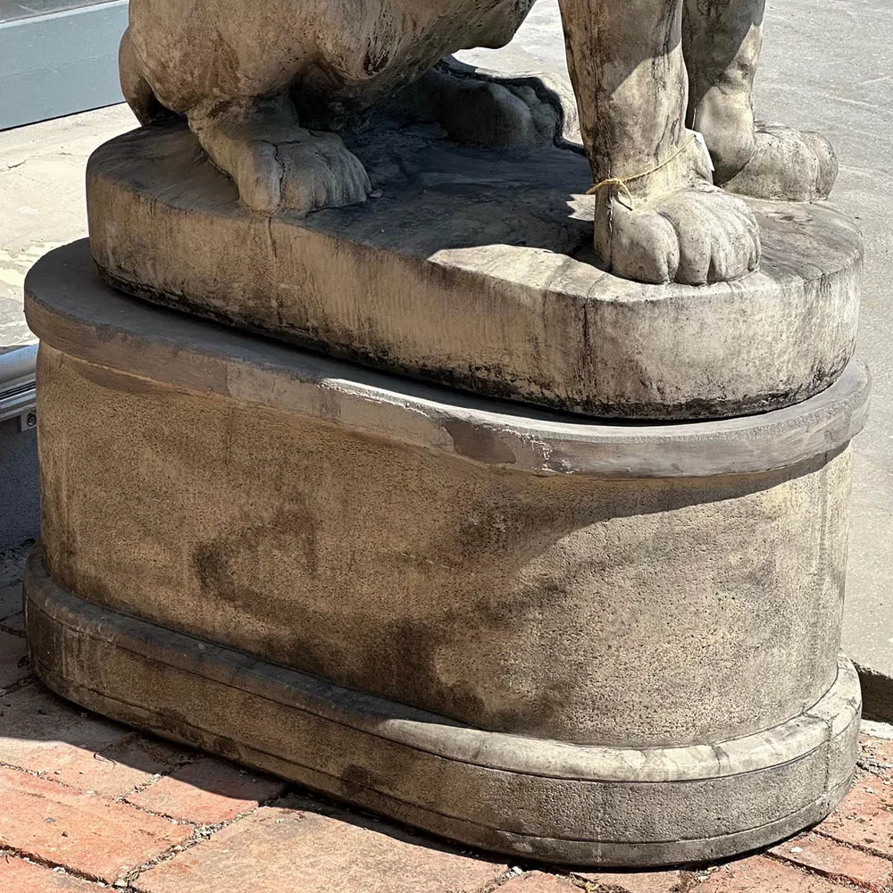 Cast Stone  Couple Lion Statue and Base