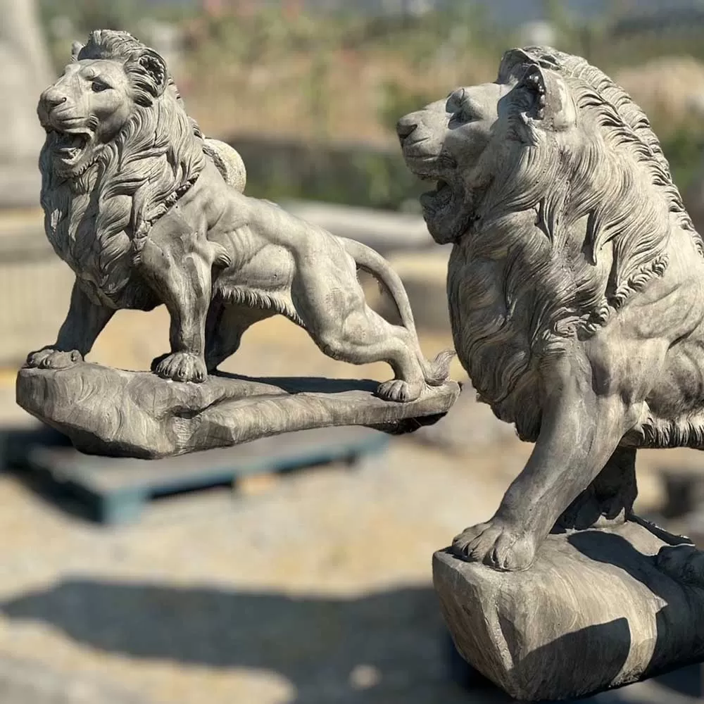 Cast Stone Double Lion Statue