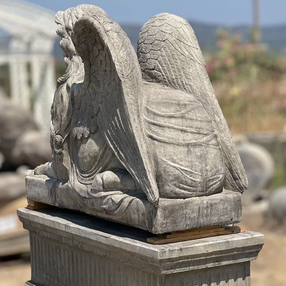 Cast Stone  Couple Sphinx Statue and Base