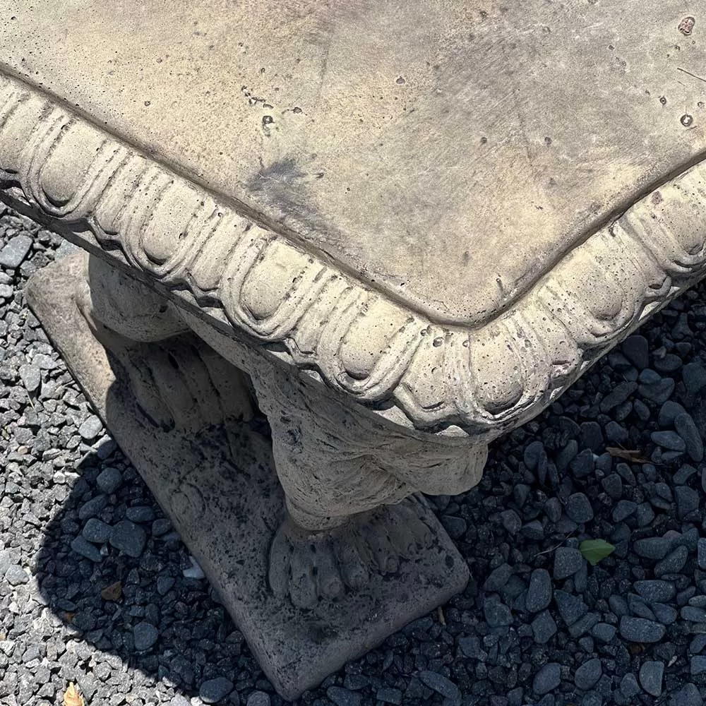 Cast Stone Lion Pedestal Bench