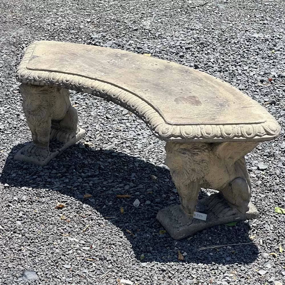 Cast Stone Lion Pedestal Bench