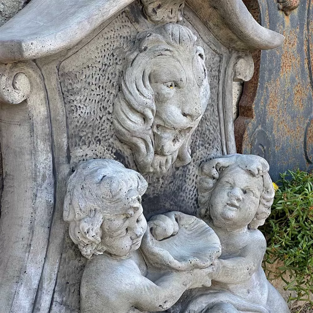 Cast Stone Lion Wall Fountain