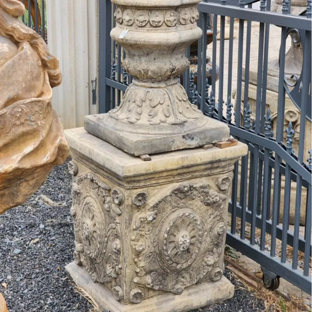 Cast Stone Vase and Pedestal