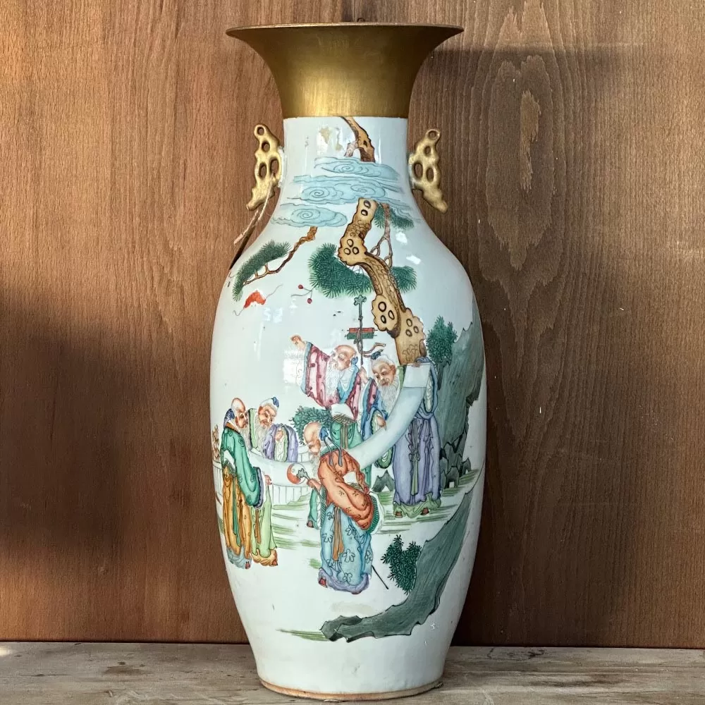 Far Eastern Hand Painted Gilded Vase