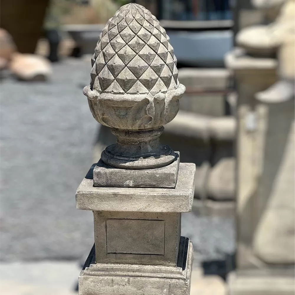 Cast Stone Pine Cone And Base