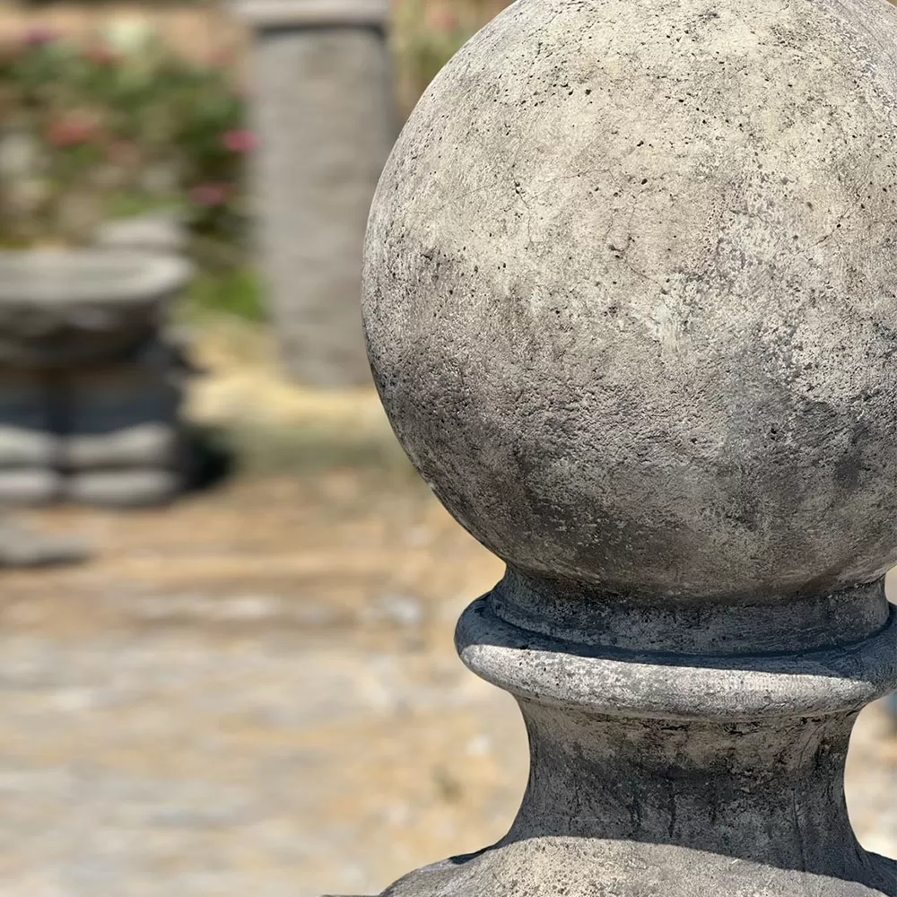 Cast Stone Ball Finial And Base