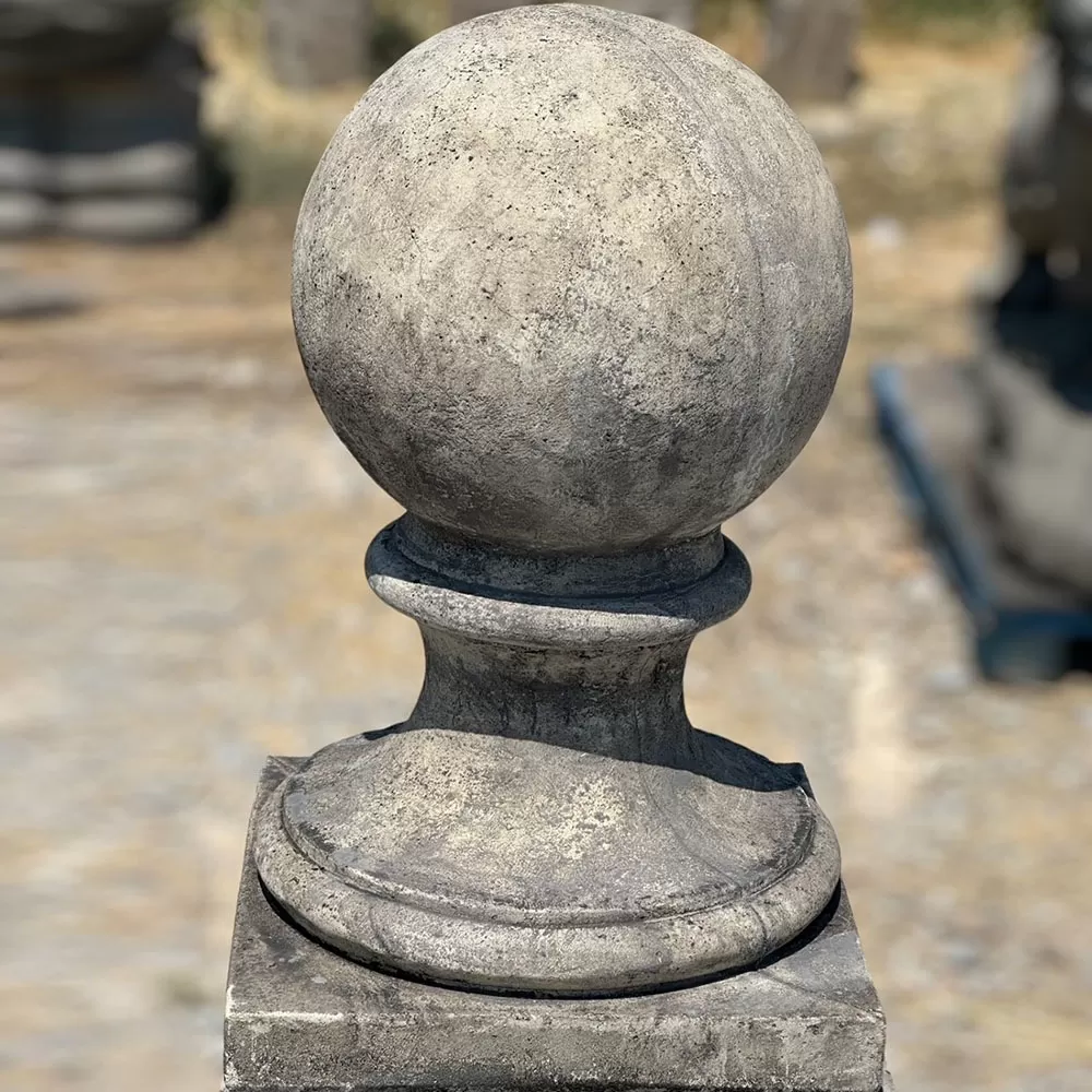 Cast Stone Ball Finial And Base