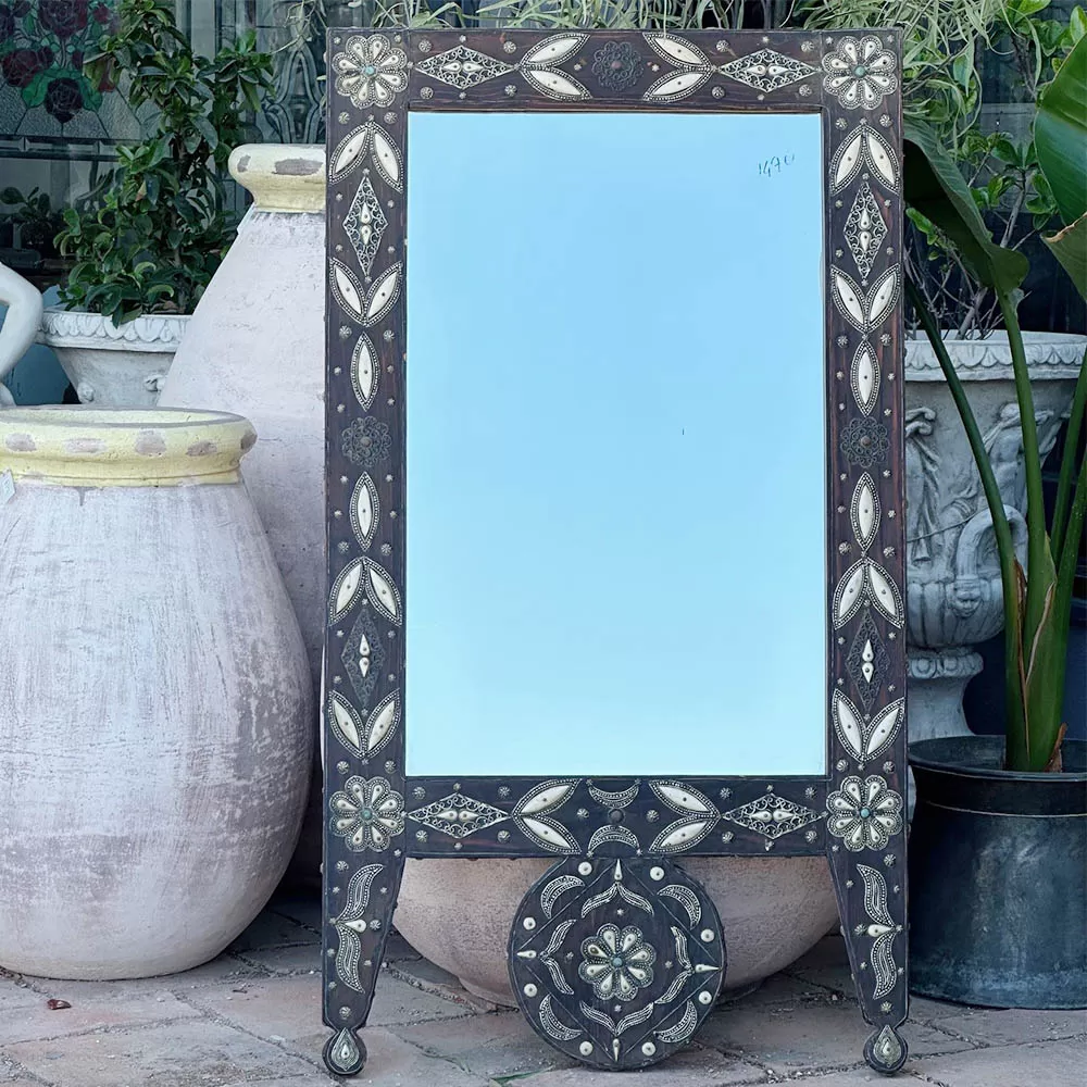 Wood And Bone Moroccan Mirror