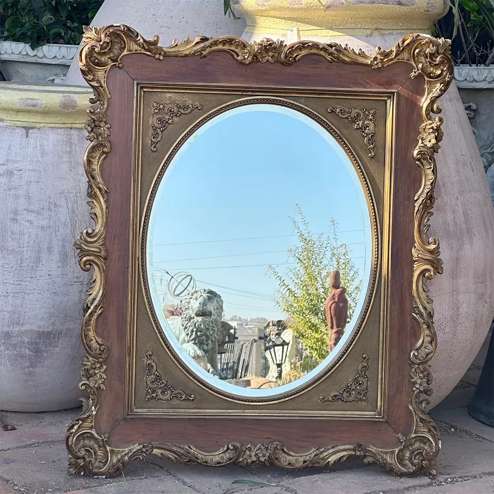 Old Wooden Mirror with Foil Detail