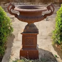 Cast Iron Vase And Pedestal