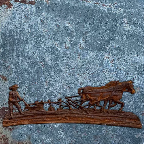 Cast Iron Wall Decoration Horse Plow