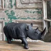 Ebony Tree Rhino Statue