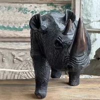 Ebony Tree Rhino Statue