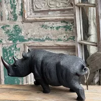 Ebony Tree Rhino Statue