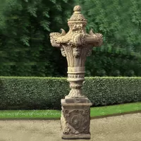 Cast Stone Vase and Pedestal