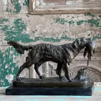 Bronze Dog and Pheasant Statue